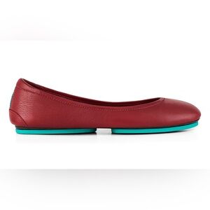 Tieks by Gavrieli Red Leather Ballet Flats with Teal Accents Women’s Size 9 EUC